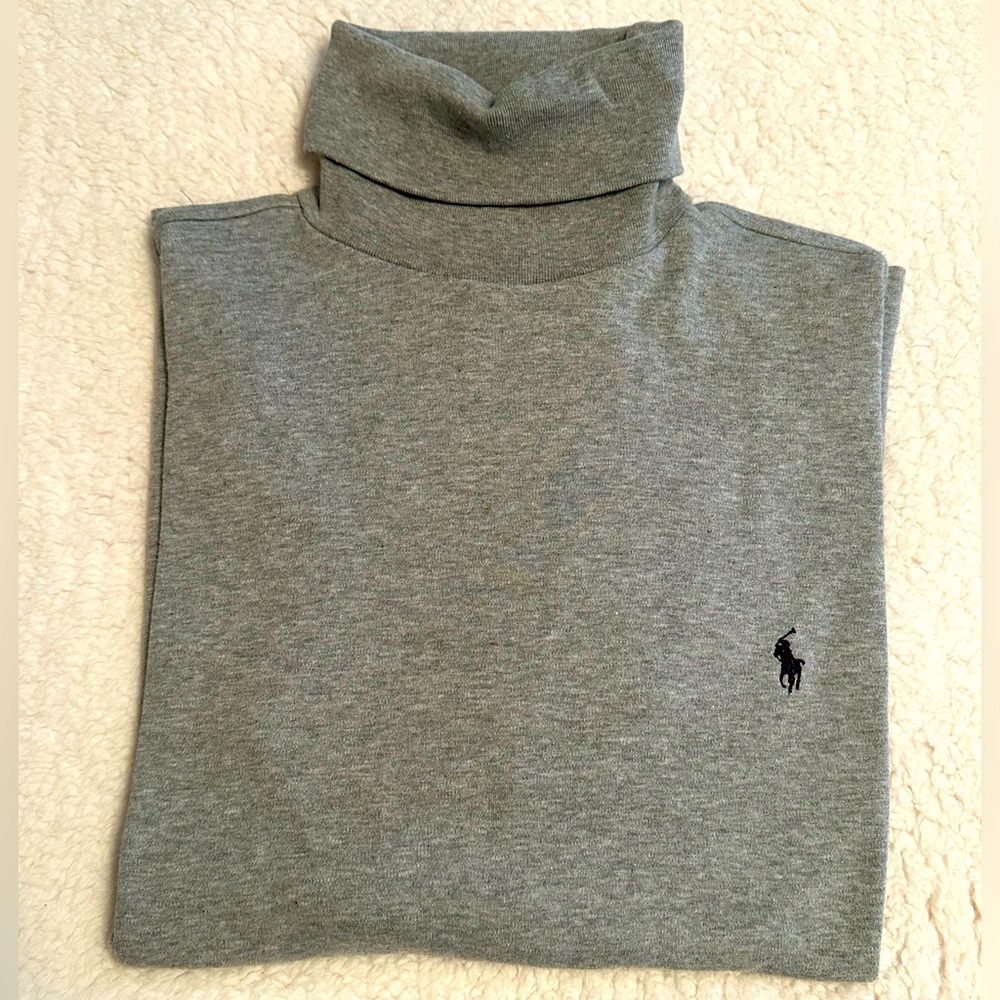 Vintage 80s Polo Ralph Lauren Gray Classic Turtleneck Shirt Adult Size Large
